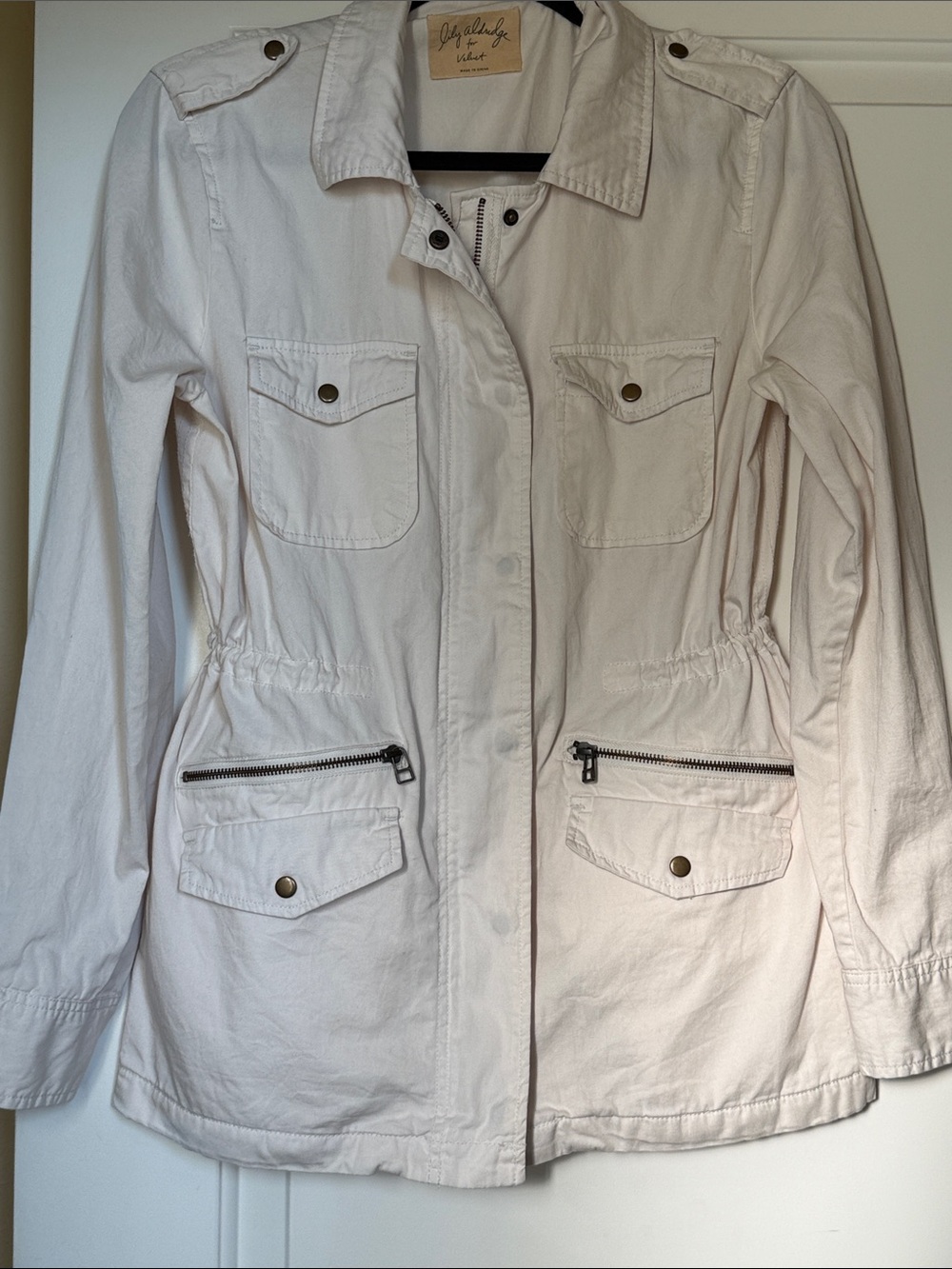 Velvet x Lily Aldridge light beige Utility Jacket with Cinched Waist
